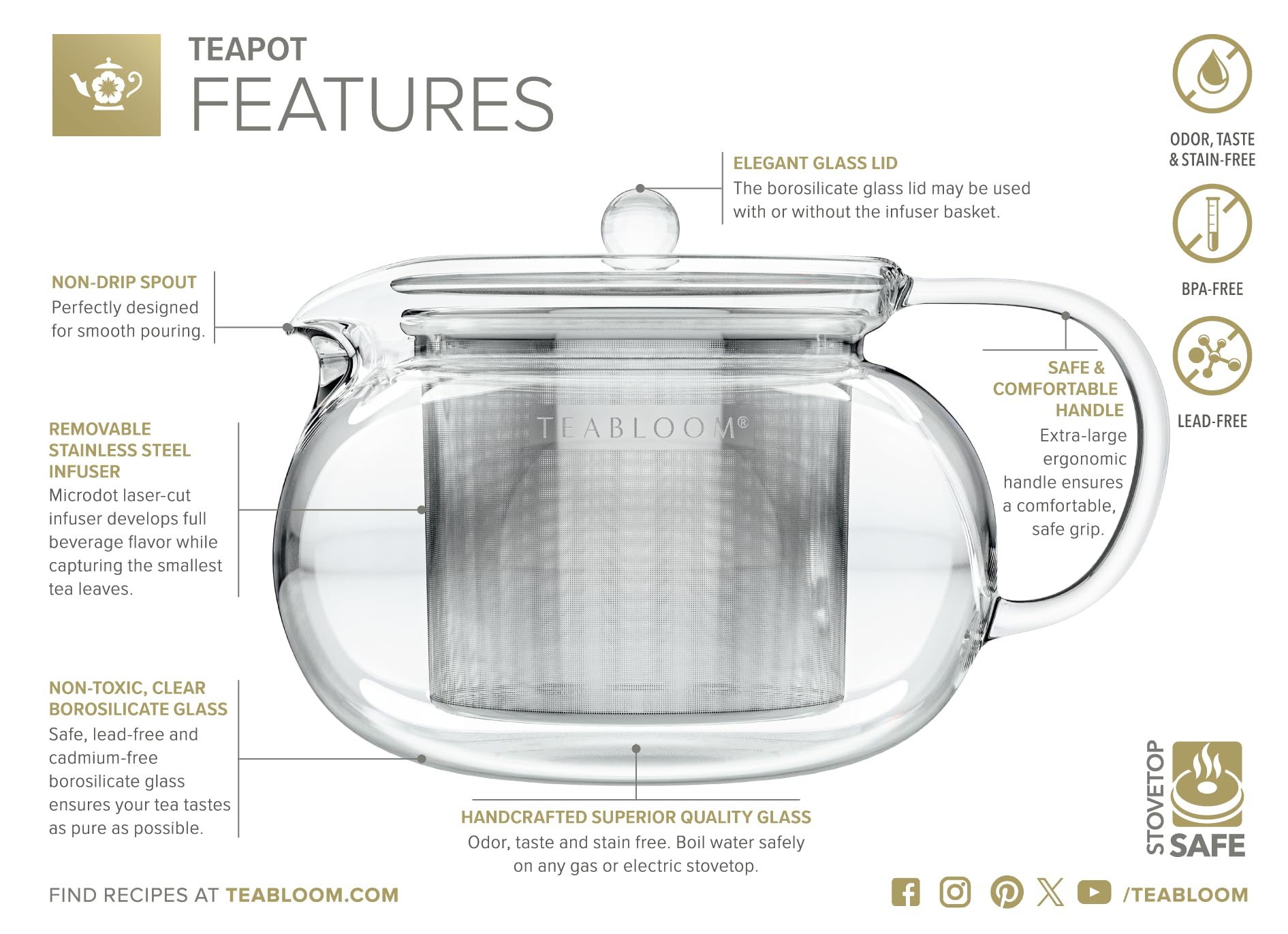 Teabloom Kyoto en action versant du thé, service sans gouttes et précis