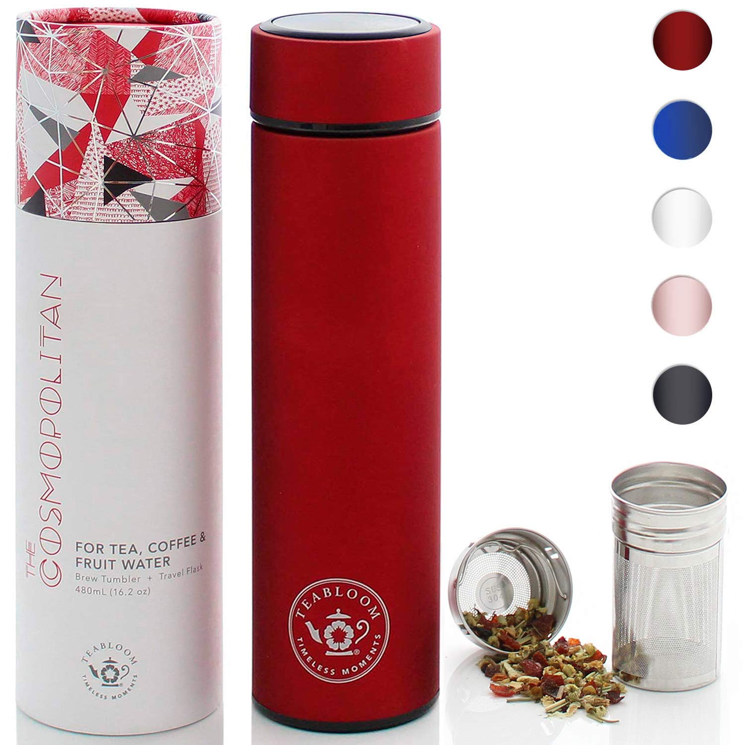 Teabloom vue de face Ruby Red, finition brossée et ergonomie élégante