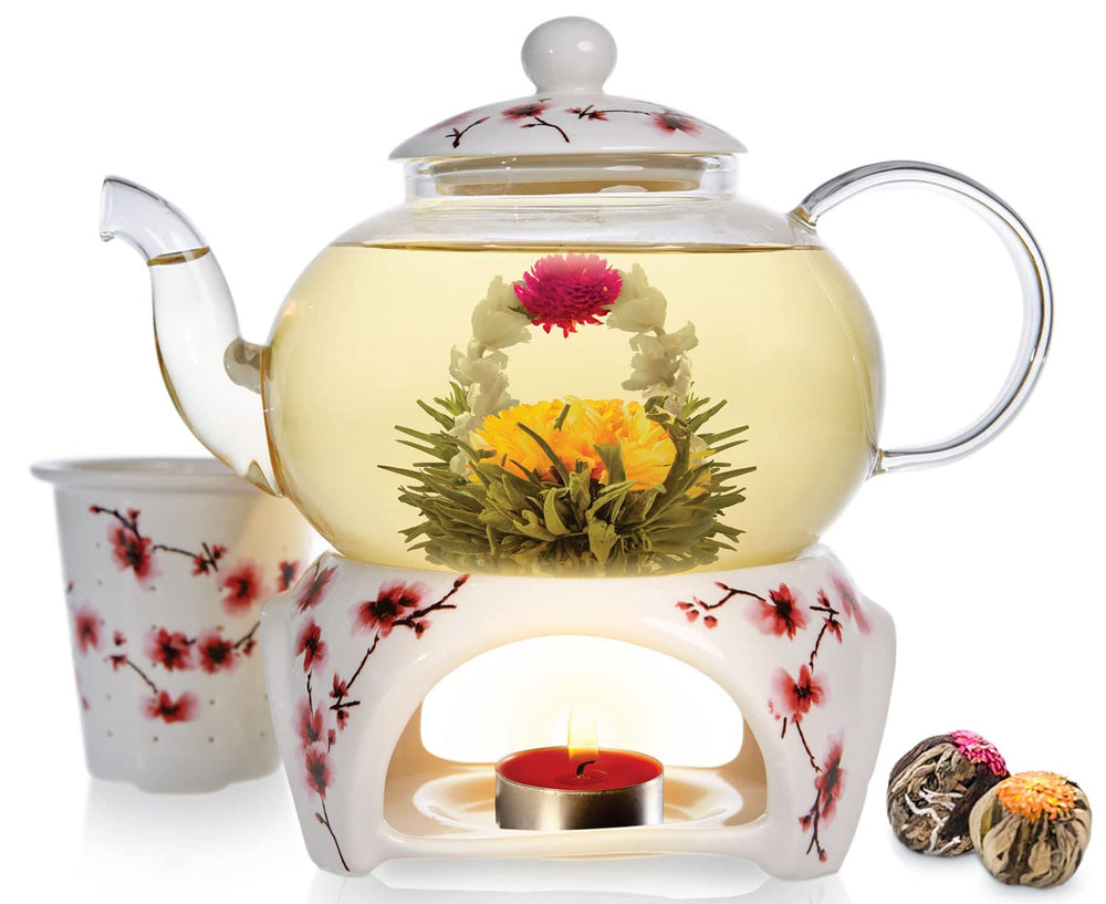 Teabloom théière face avant en verre, design visible et élégant