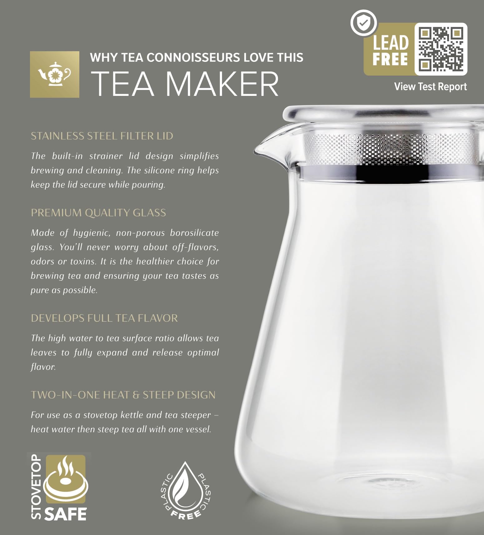 Teabloom verre borosilicaté montrant clarté et préservation d'arômes