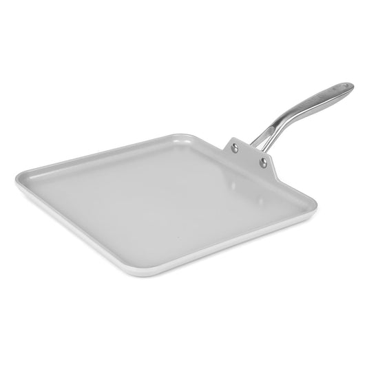 TECHEF poêle-gril avant montrant design robuste et surface plane bénéfice cuisson stable