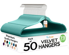 TechZoo pack de 50 cintres velours teal pour rangement maximal