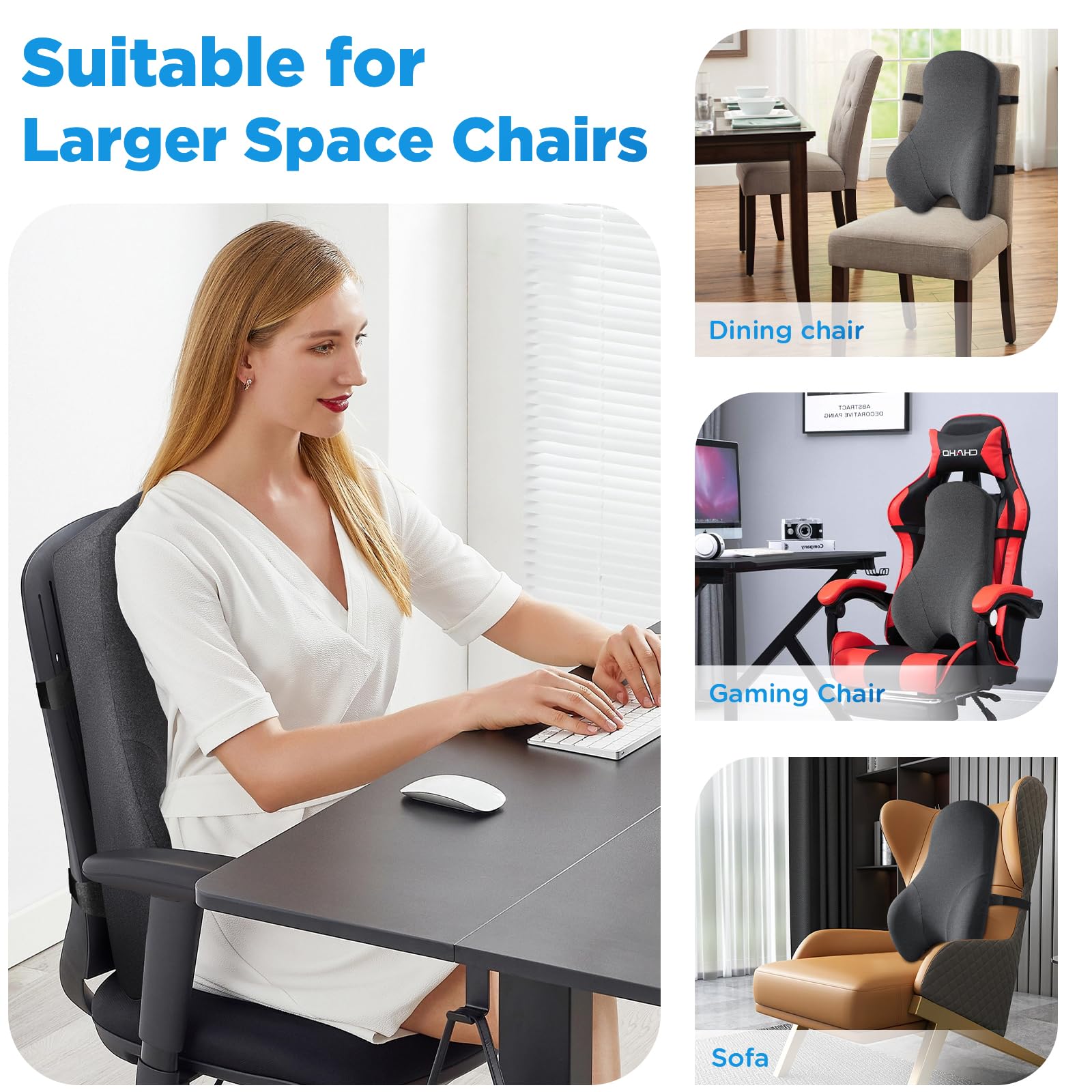 Teemour coussin installé sur chaise de bureau améliorant la posture assise