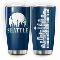 TEERABBIT gobelet face avant avec skyline de Seattle, design élégant et protection thermique