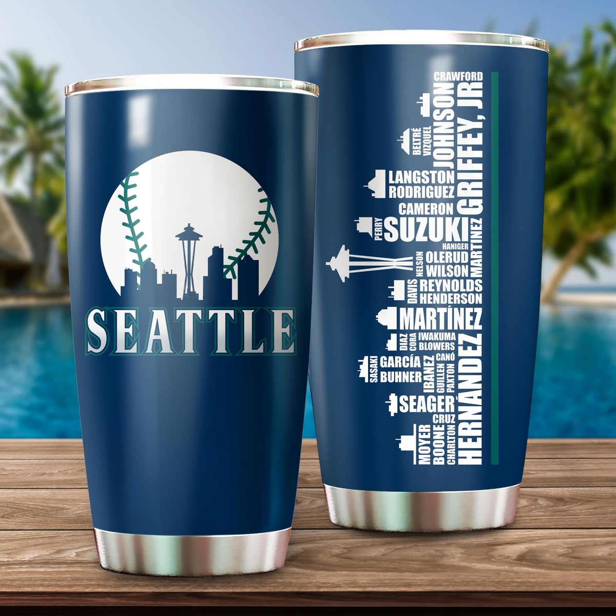 TEERABBIT tumbler en situation lifestyle avec café, design Seattle parfait pour cadeau