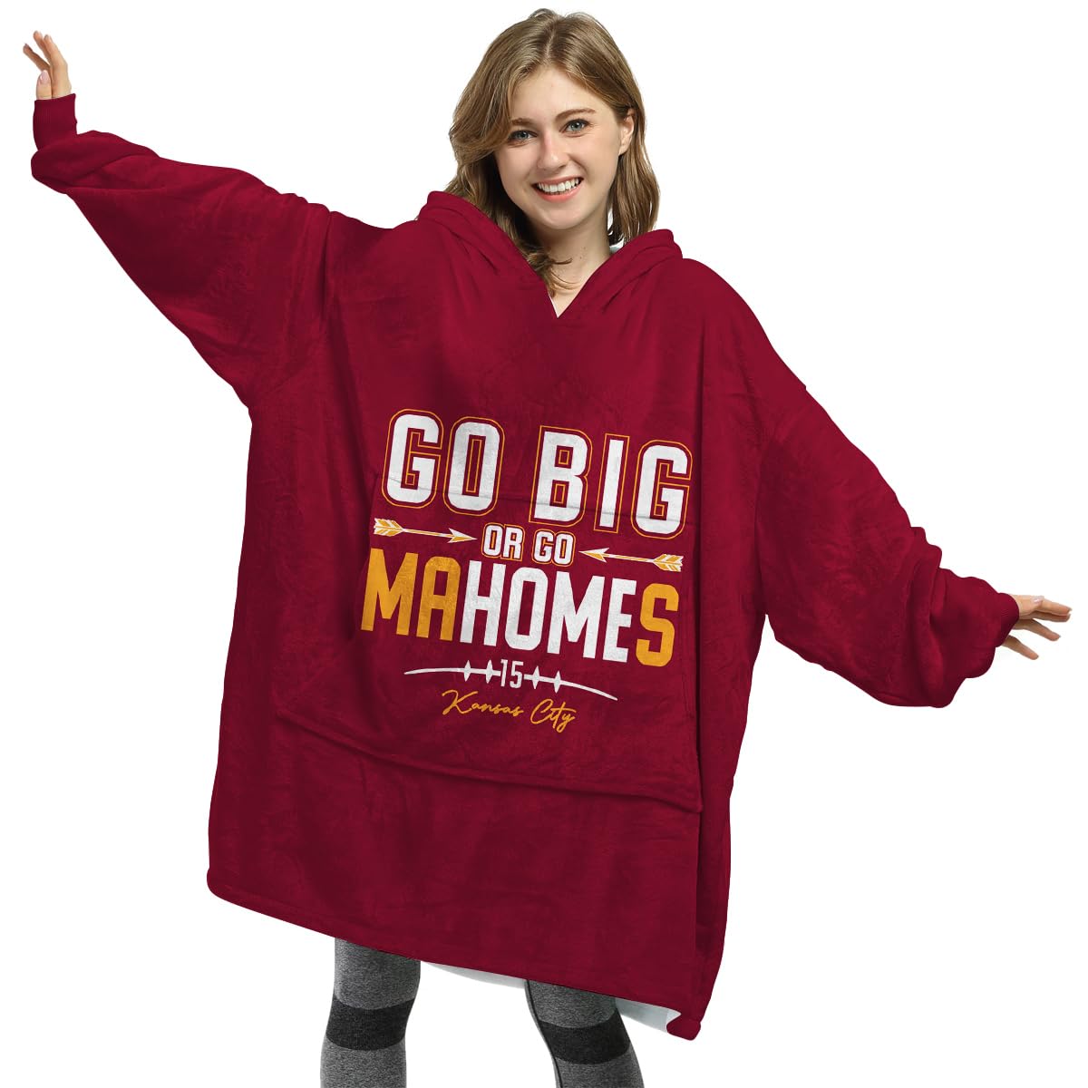 TEERABBIT vue avant du sweat-hoodie montrant le design Go Big Or Go Mahomes et le confort