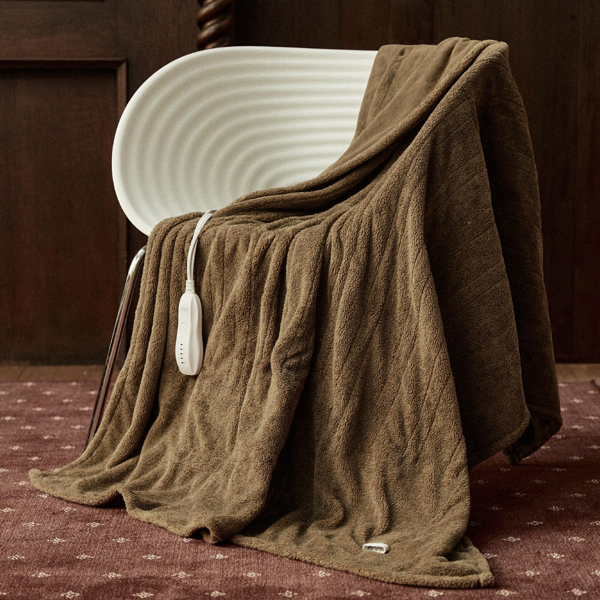Templewet plaid chauffant face avant montrant couleur camel et confort immédiat