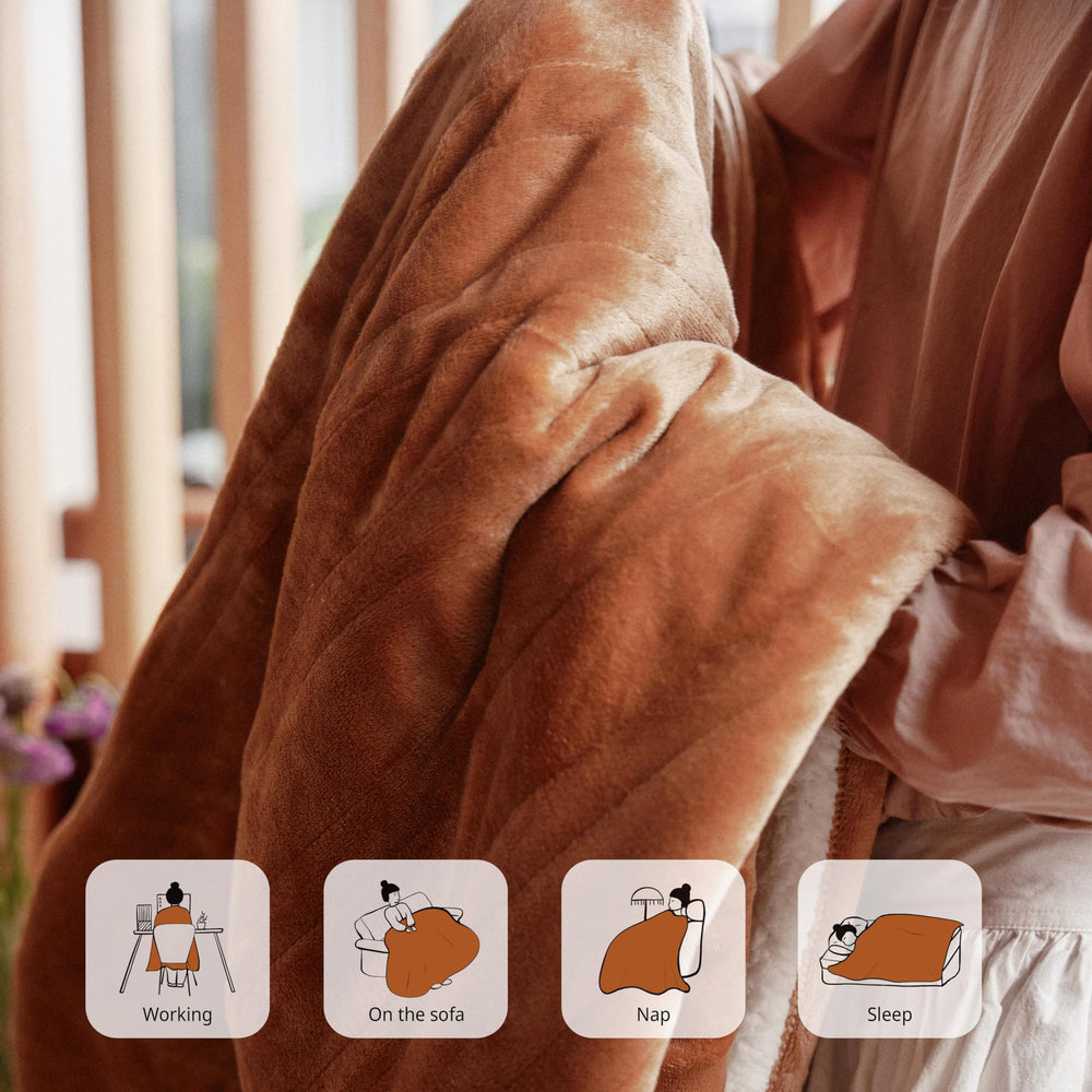 Templewet plaid en usage sur canapé apportant confort et chaleur instantanée