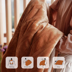 Templewet plaid en usage sur canapé apportant confort et chaleur instantanée