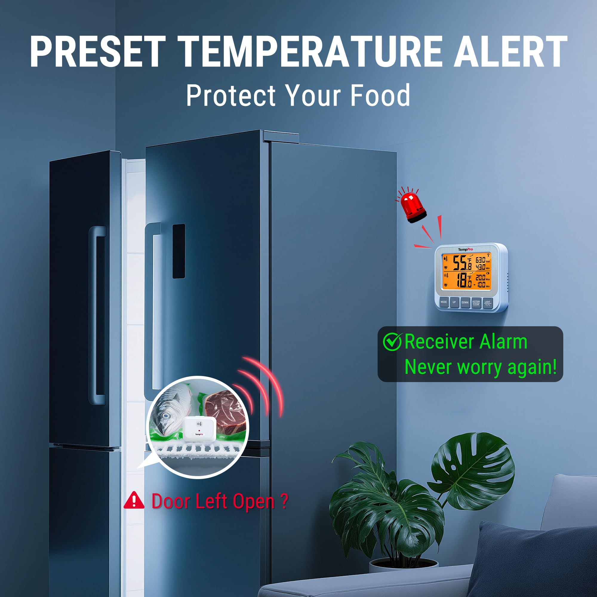 TempPro TempAir aimant de fixation attaché au réfrigérateur pour installation sans perçage