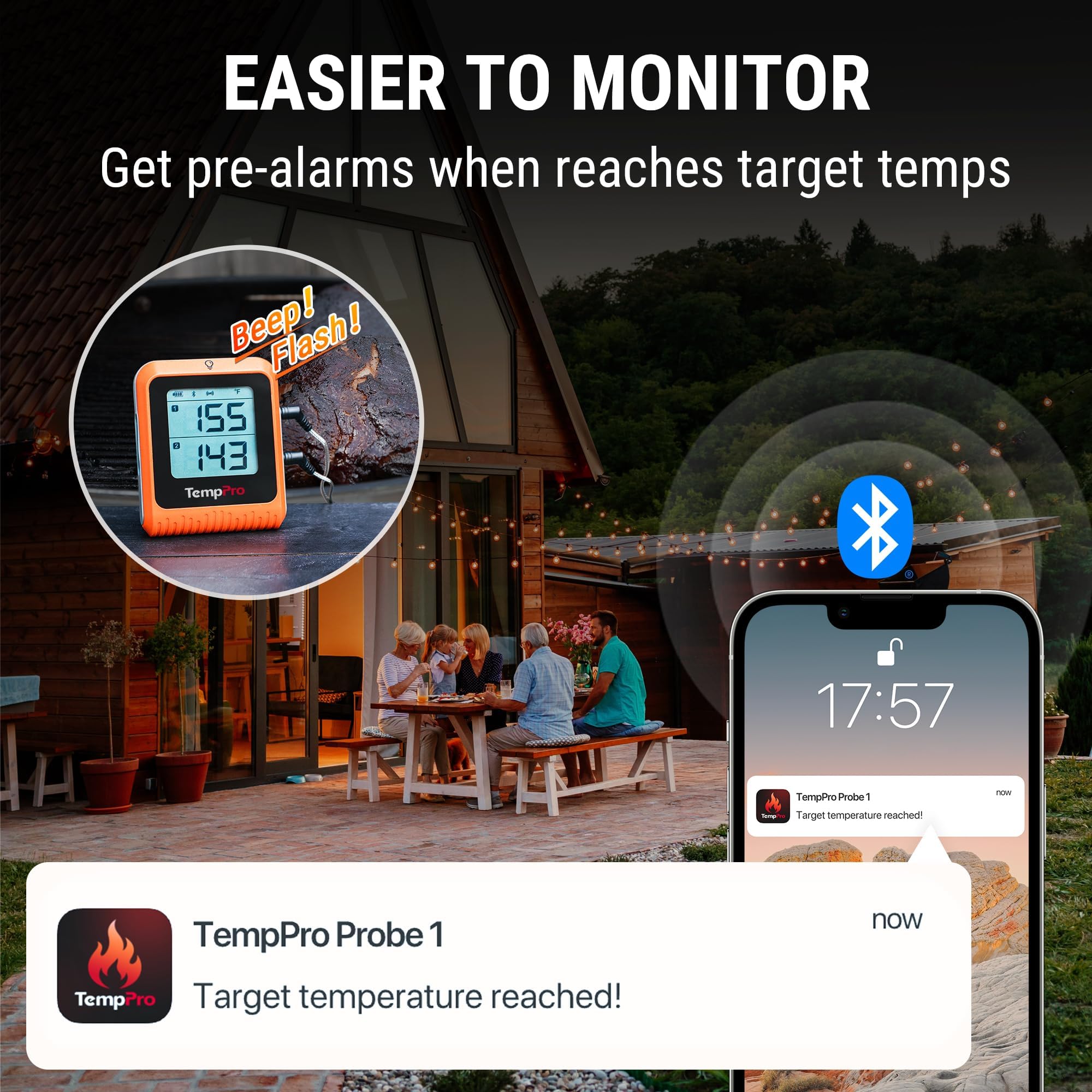 TempPro graphique de plage température 14°F–572°F, adapté à toutes cuissons