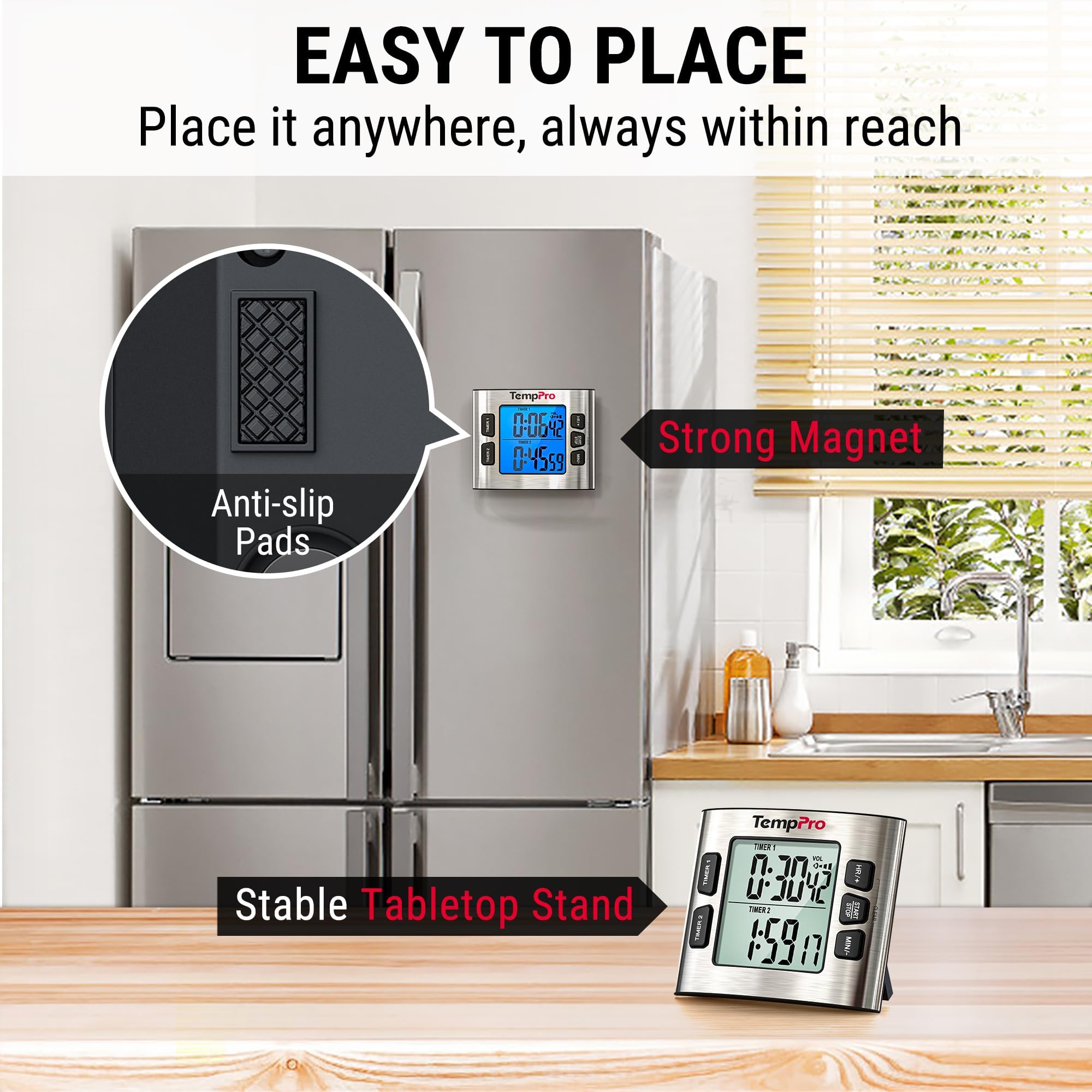 TempPro TM02 boutons et commandes, réglage intuitif et rapide