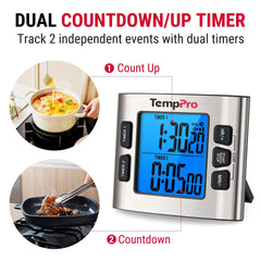 TempPro TM02 écran LCD 2,6" en gros plan, visibilité maximale