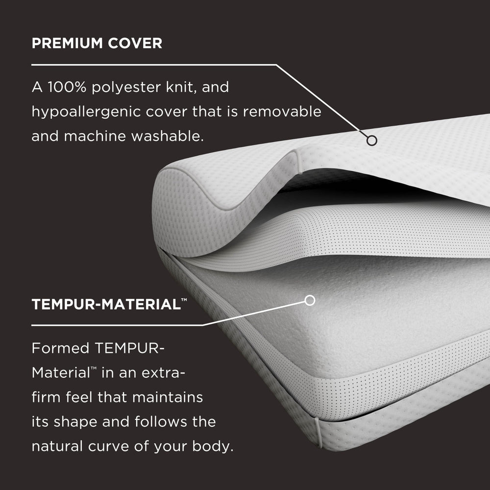 Tempur-Pedic comparaison d’échelle avec une main pour taille réelle