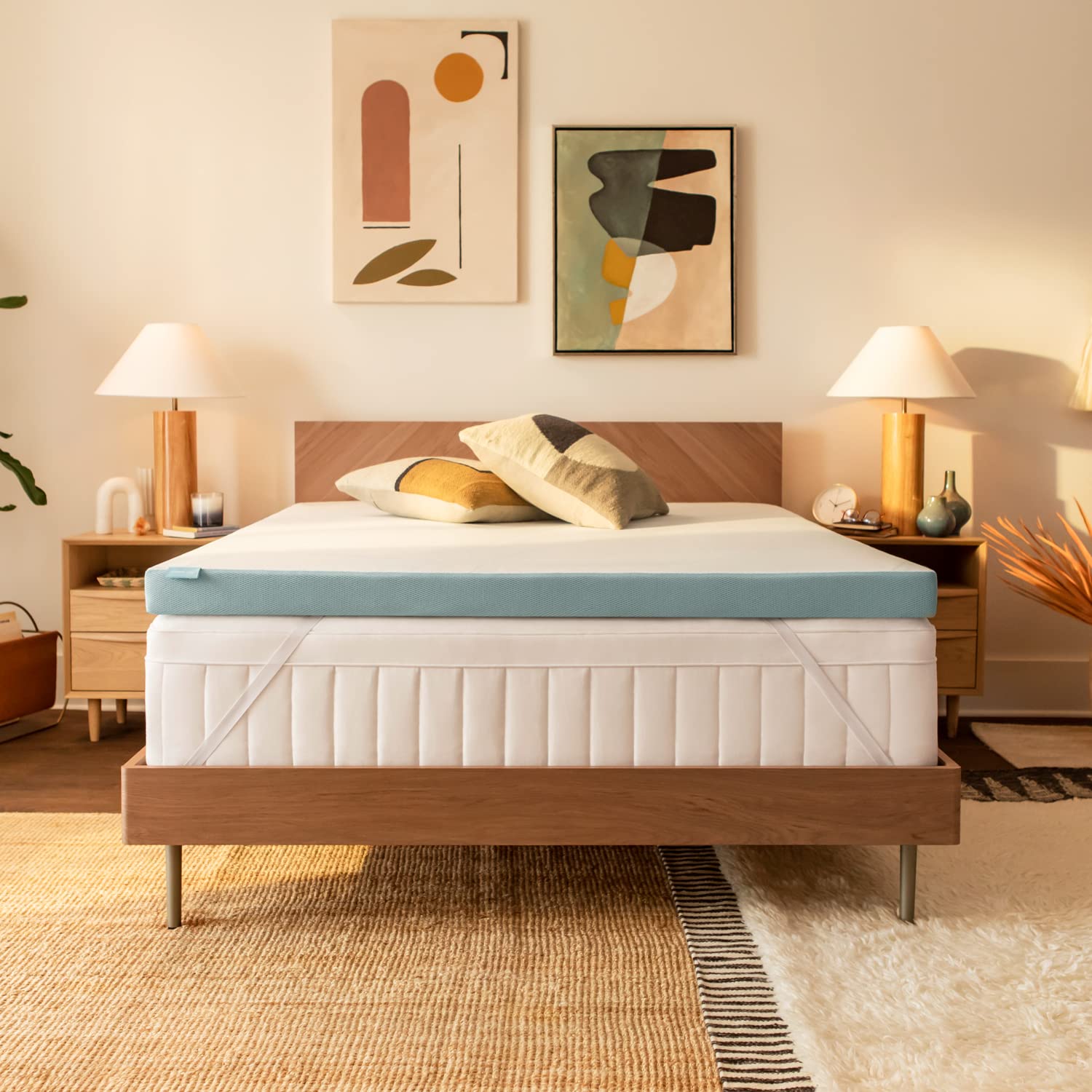 Tempur-Pedic surmatelas vue avant montrant coupe et finition, confort immédiat