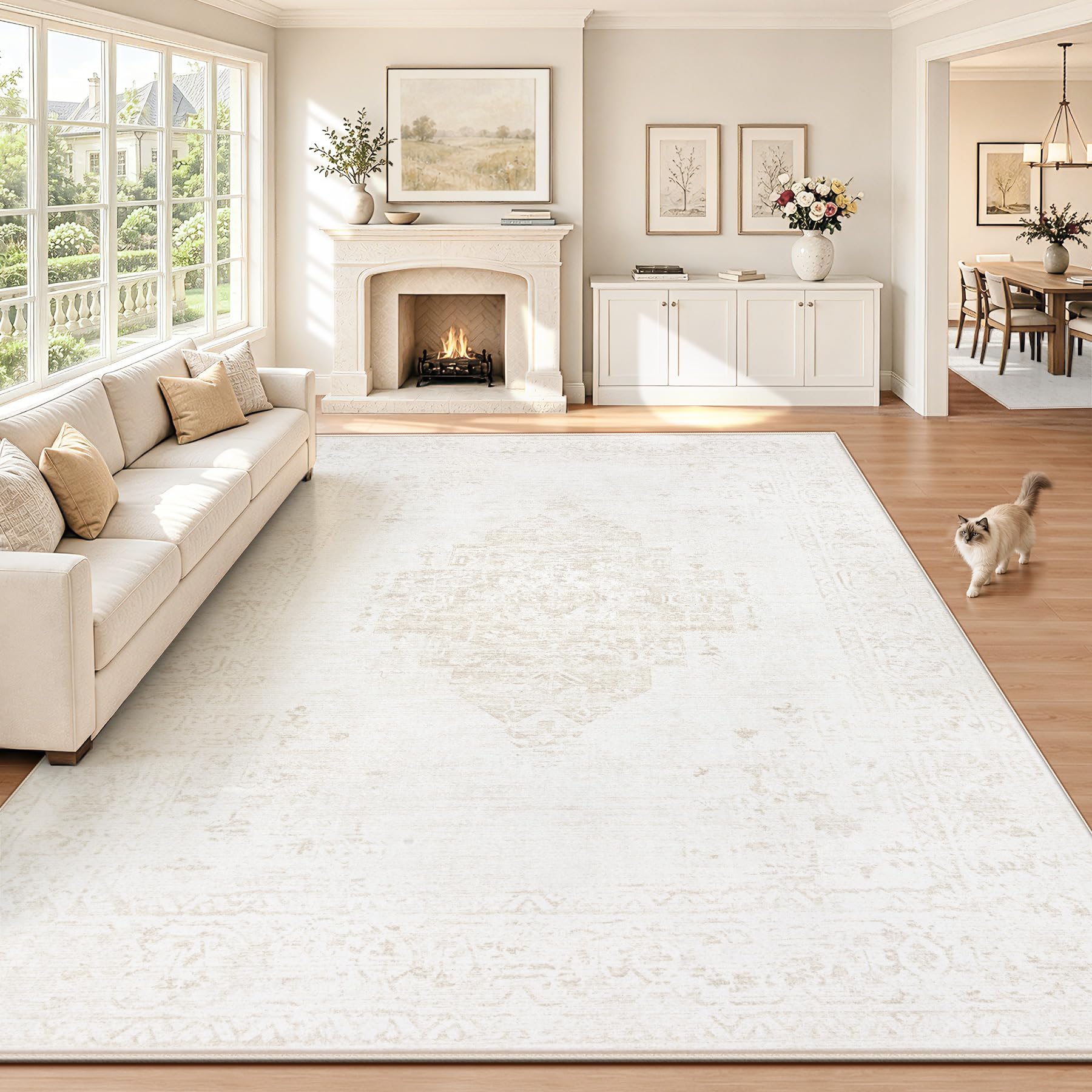 TENGTENGLINK tapis face avant beige montrant style vintage et confort