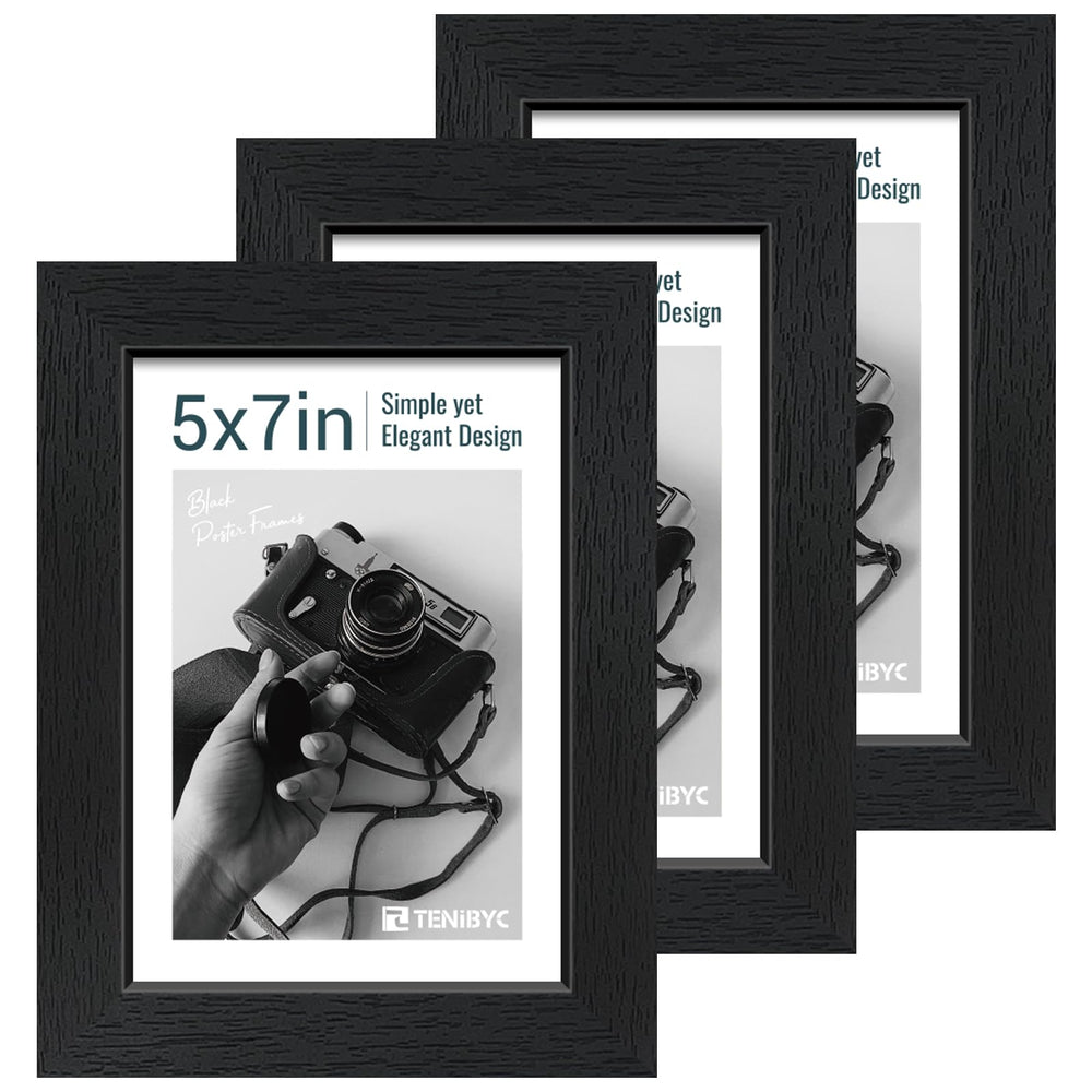 TENIBYC lot de trois cadres 5x7 noir bois pour déco élégante