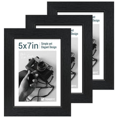 TENIBYC lot de trois cadres 5x7 noir bois pour déco élégante