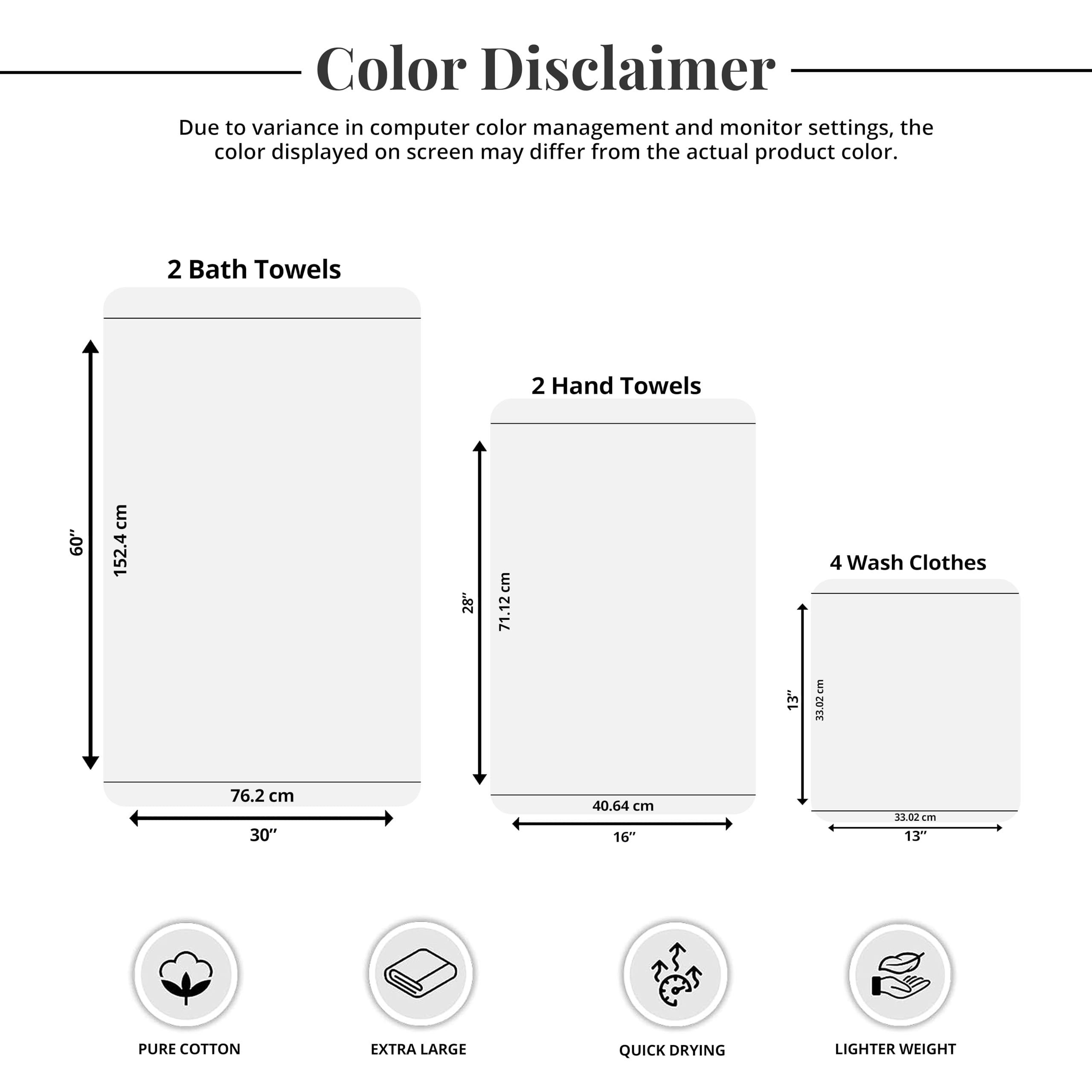 Comparaison taille Tens Towels avec main montrant dimensions réelles et portabilité
