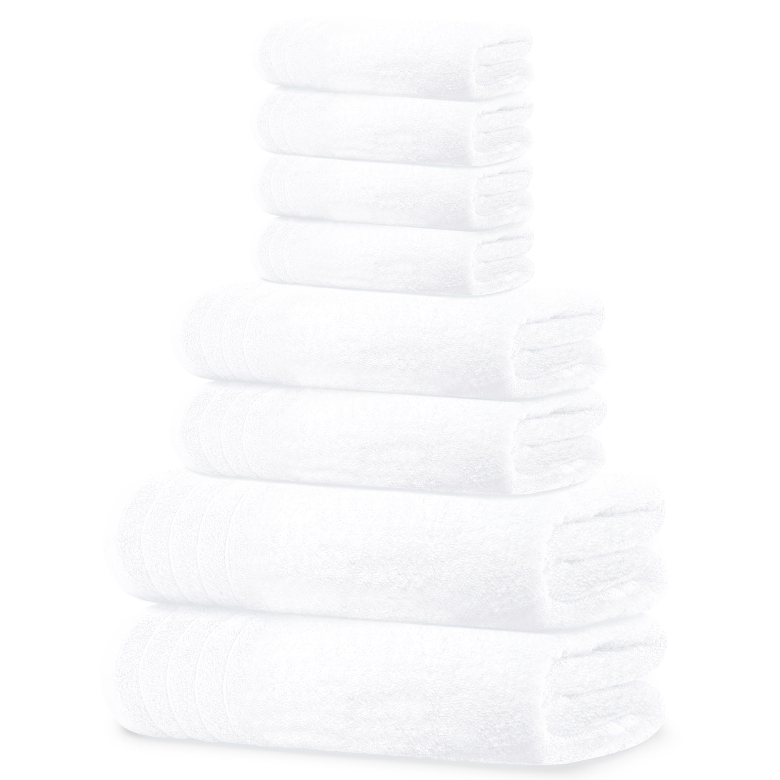 Tens Towels vue avant de l’ensemble 8 pièces montrant packaging propre et minimal