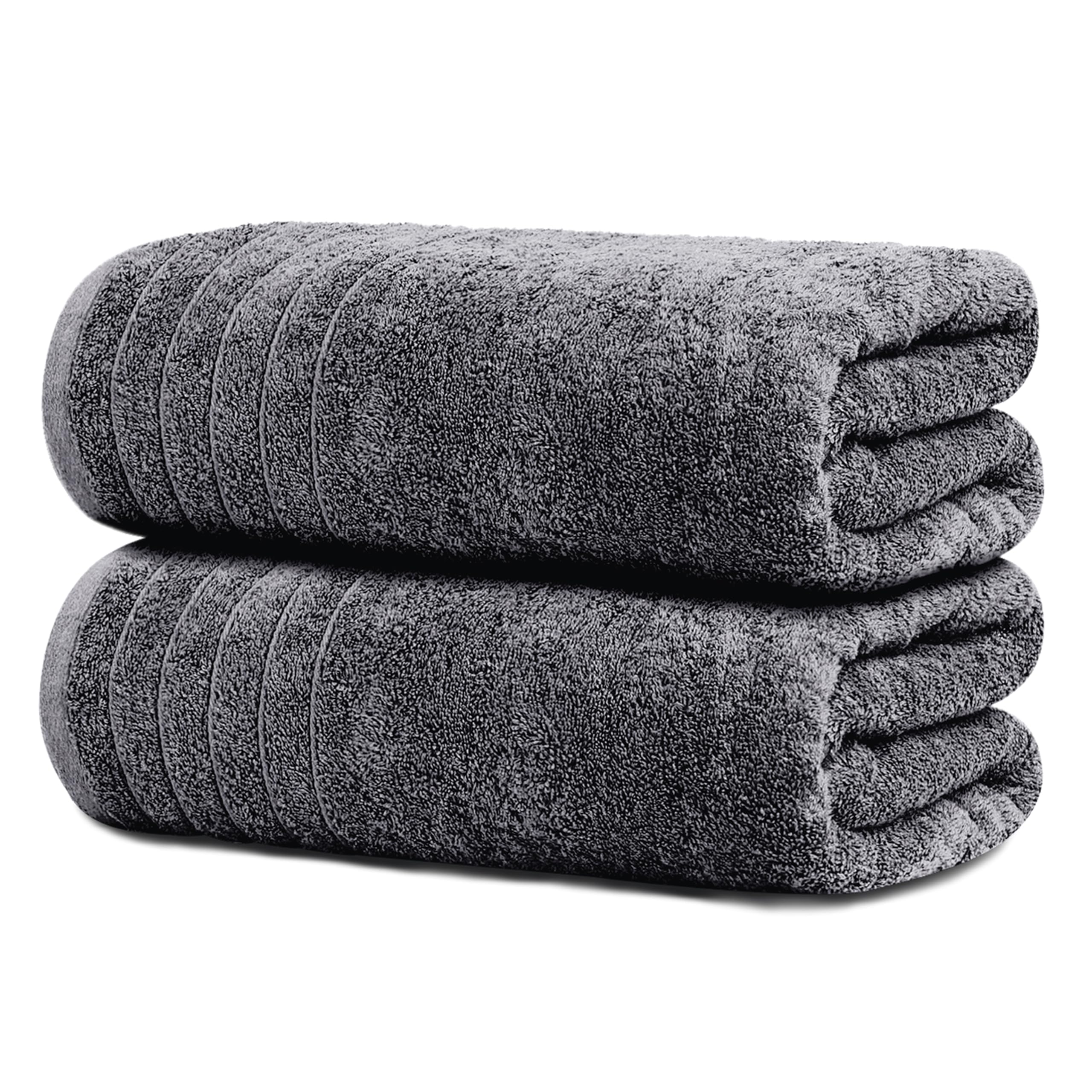 Tens Towels drap de bain plié gris foncé montrant finition et gain de place