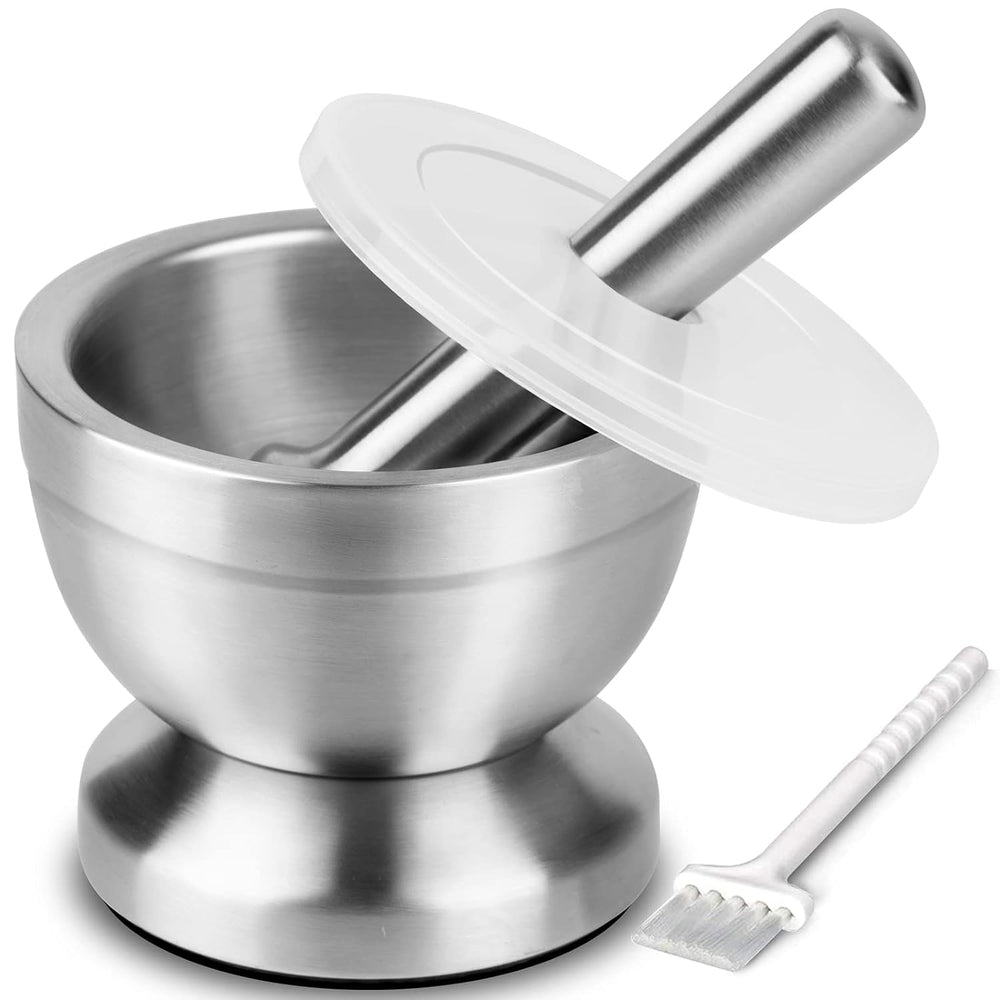 Tera mortier pilon inox 18/8 vu de face, robuste et hygiénique