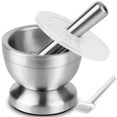 Tera mortier pilon inox 18/8 vu de face, robuste et hygiénique