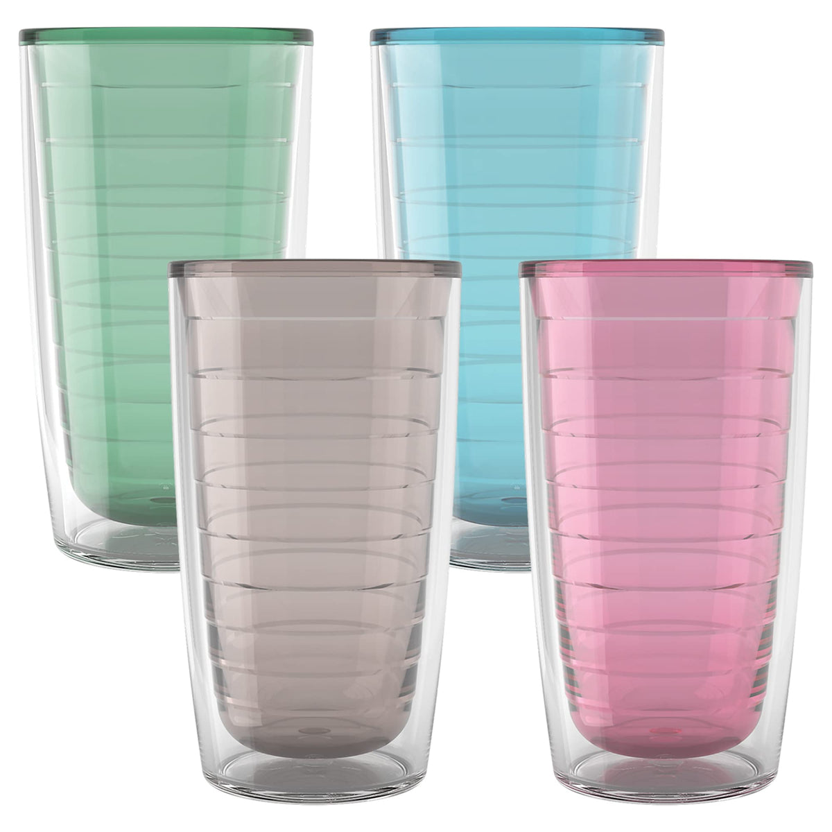 Tervis vue avant gobelet pastel montrant design et finition, praticité de transport