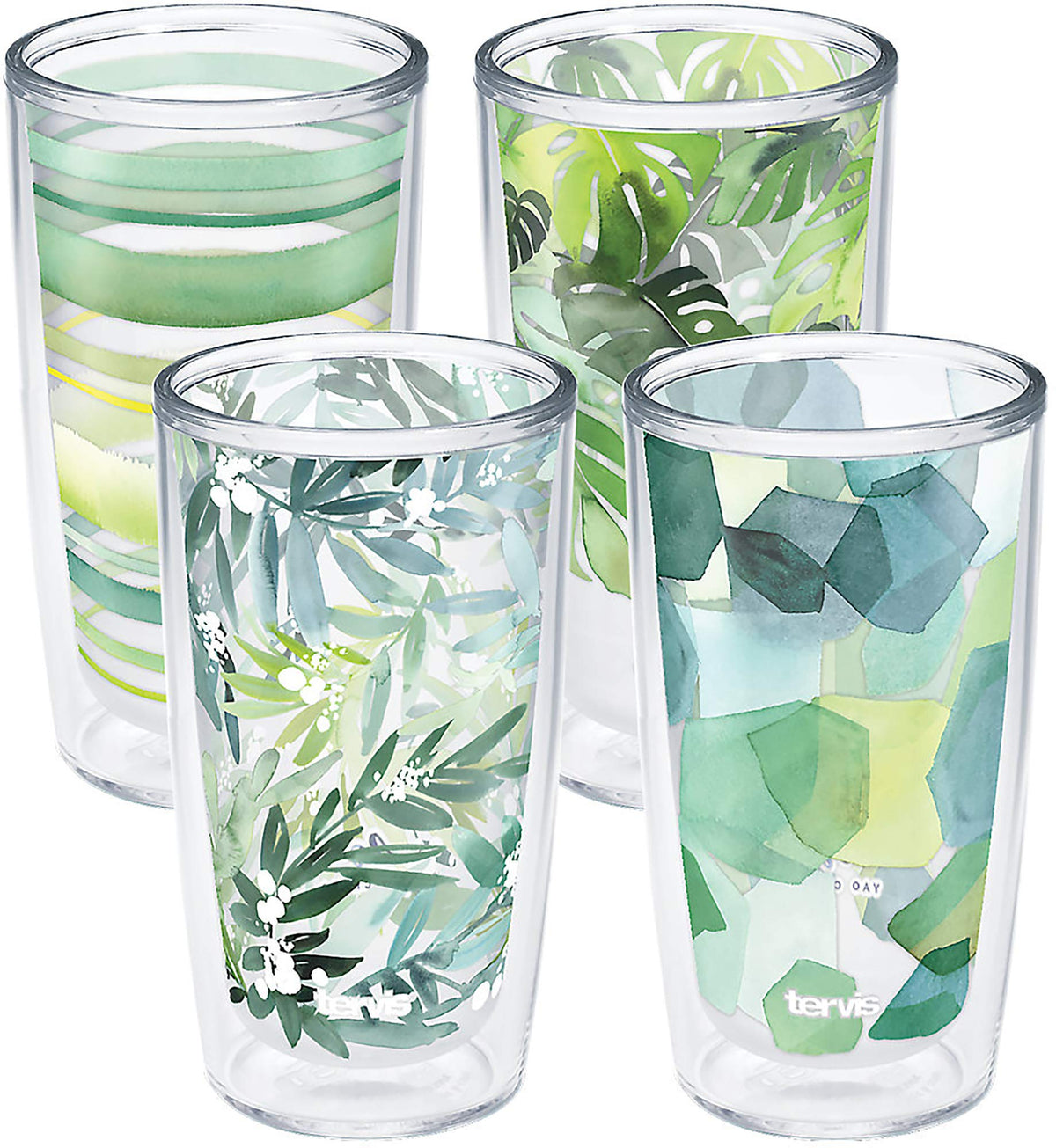 Tervis gobelet face avant montrant design vert et usage familial