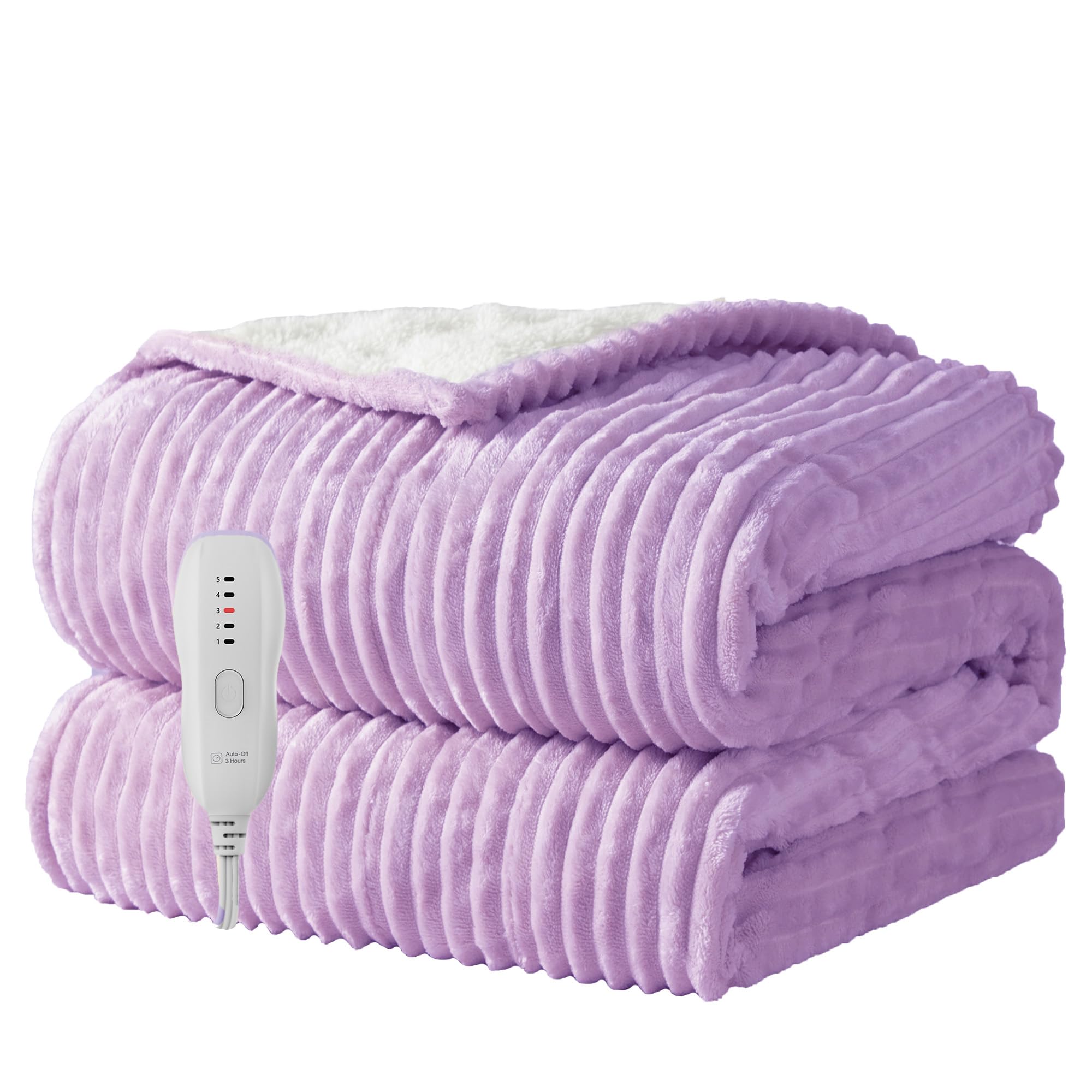 Texciting plaid chauffant face avant montrant la couleur violet et le confort