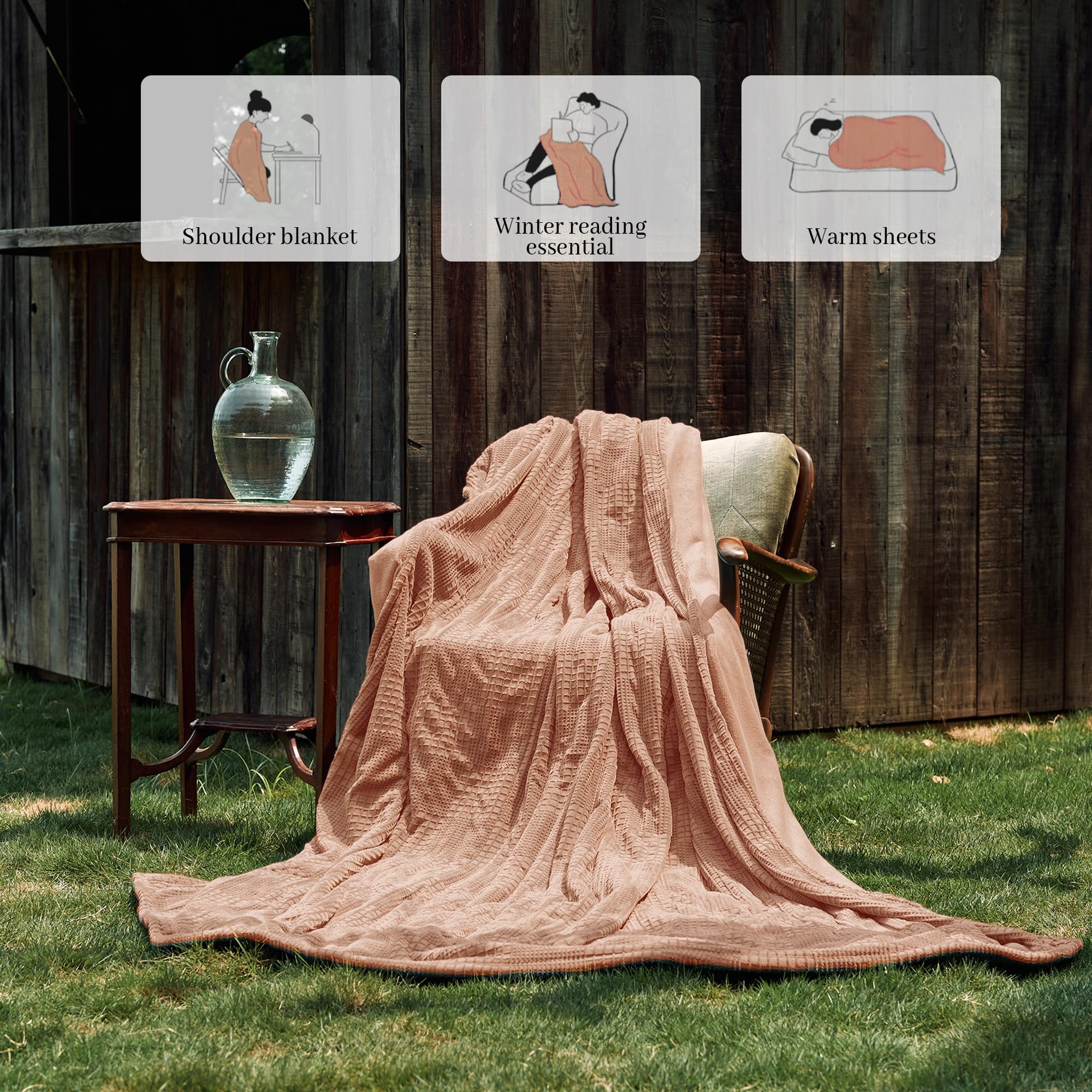 Texciting gros-plan texture coral fleece offrant douceur et chaleur