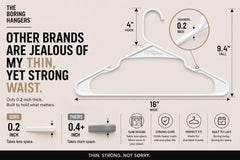 The Boring Hangers cintres en action sur une tringle, maximise espace