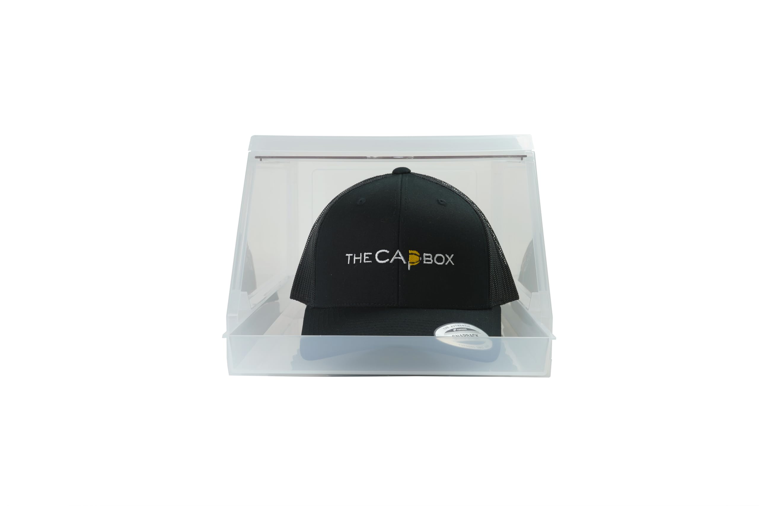 THE CAP BOX ouverte révélant 10 à 15 casquettes bien rangées