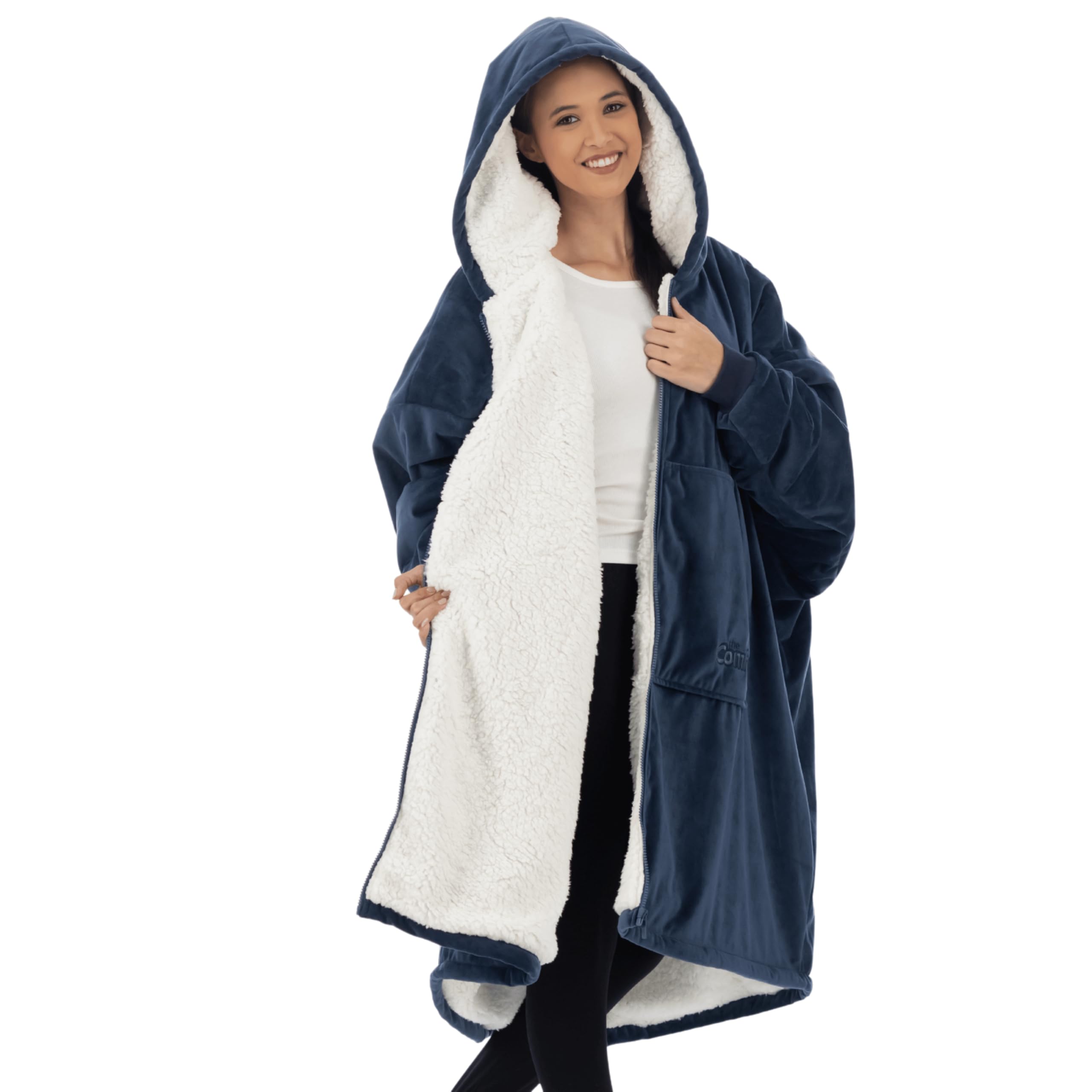 THE COMFY vue avant avec zip complet montrant protection et liberté de mouvement