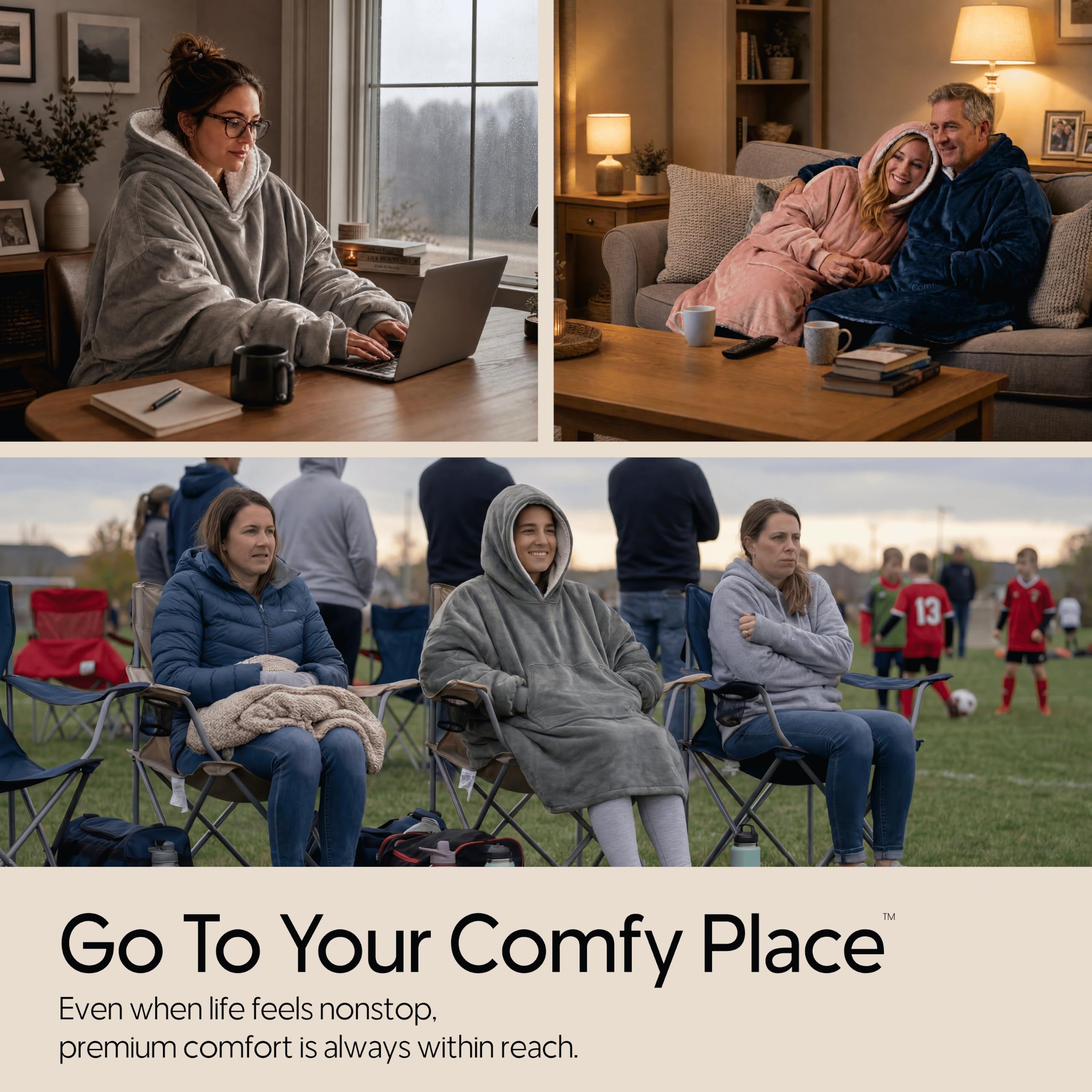 THE COMFY sur canapé en situation, pratique pour travail et détente