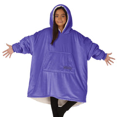 THE COMFY vue avant montrant la capuche et la coupe confortable pour enfants