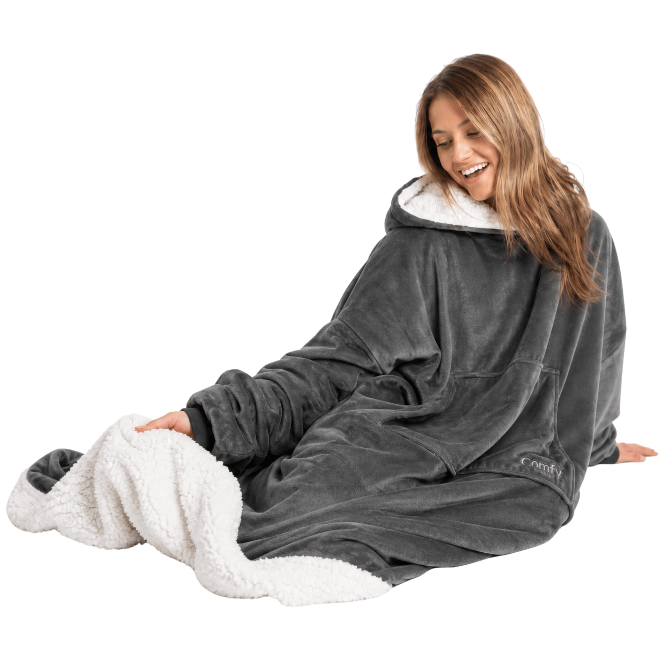 THE COMFY face avant montrant coupe longue et confort