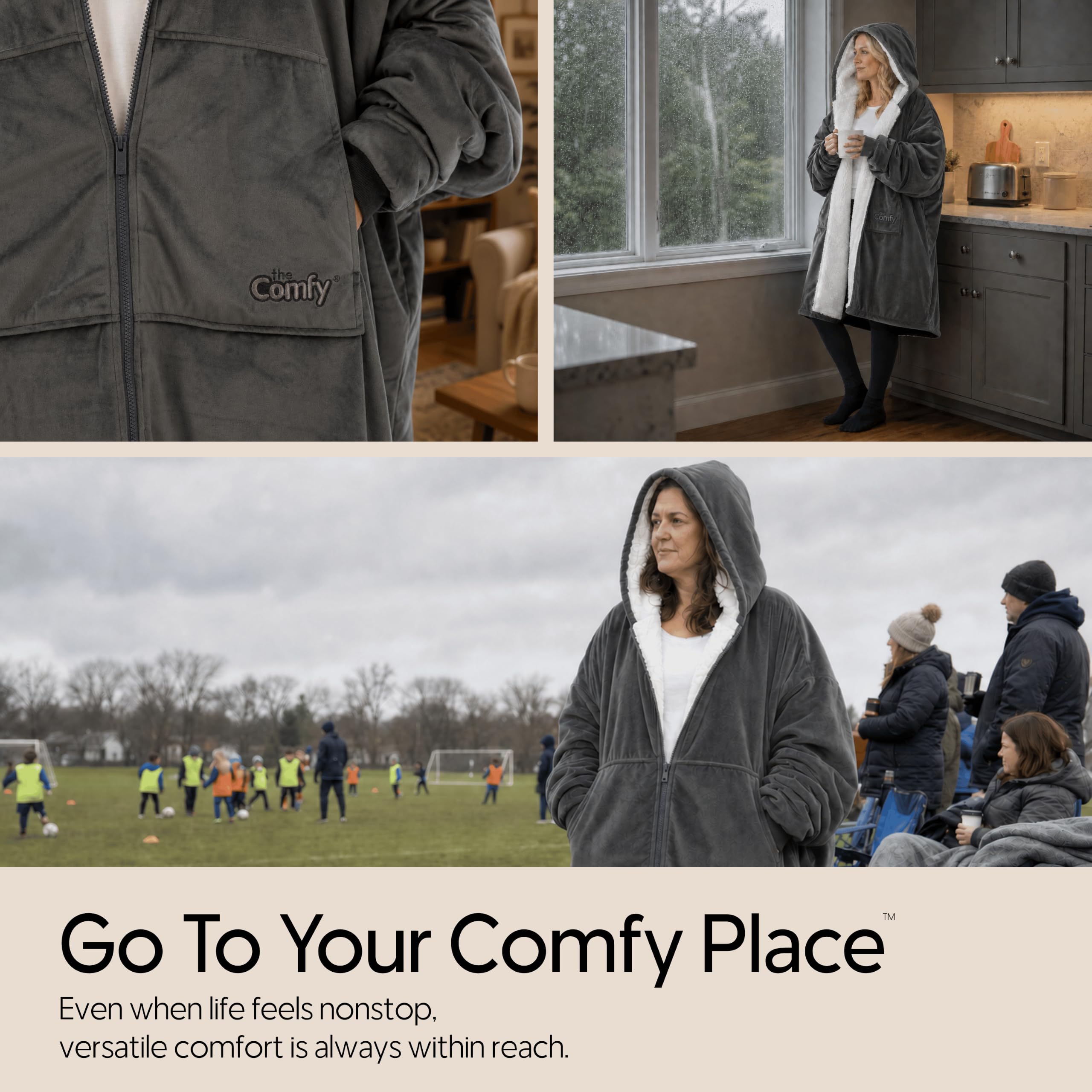THE COMFY poche avant géante remplie, rangement pratique