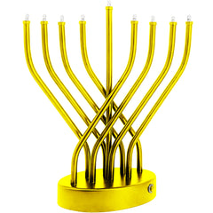 The Dreidel Company menorah face avant dorée, design élégant et accueillant