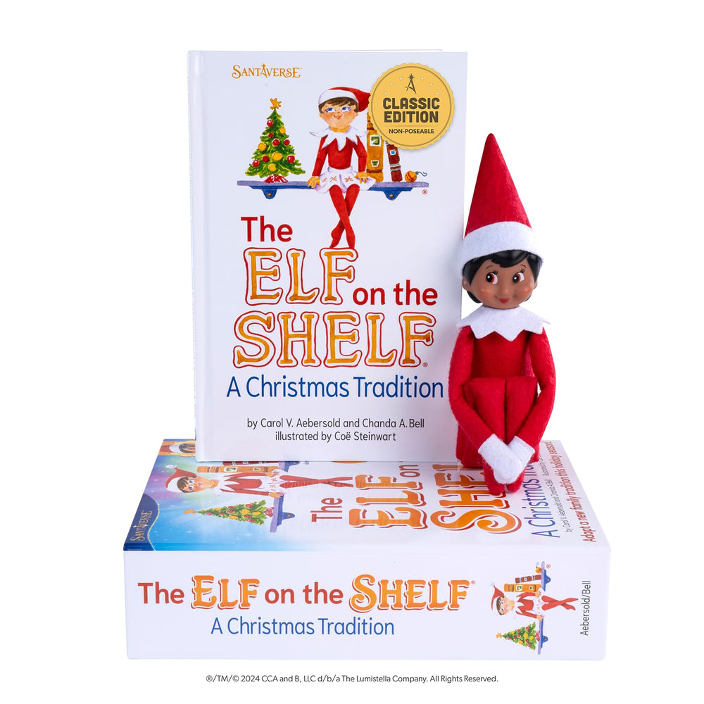 The Elf on the Shelf vue d'ensemble du coffret montrant contenu et présentation festive