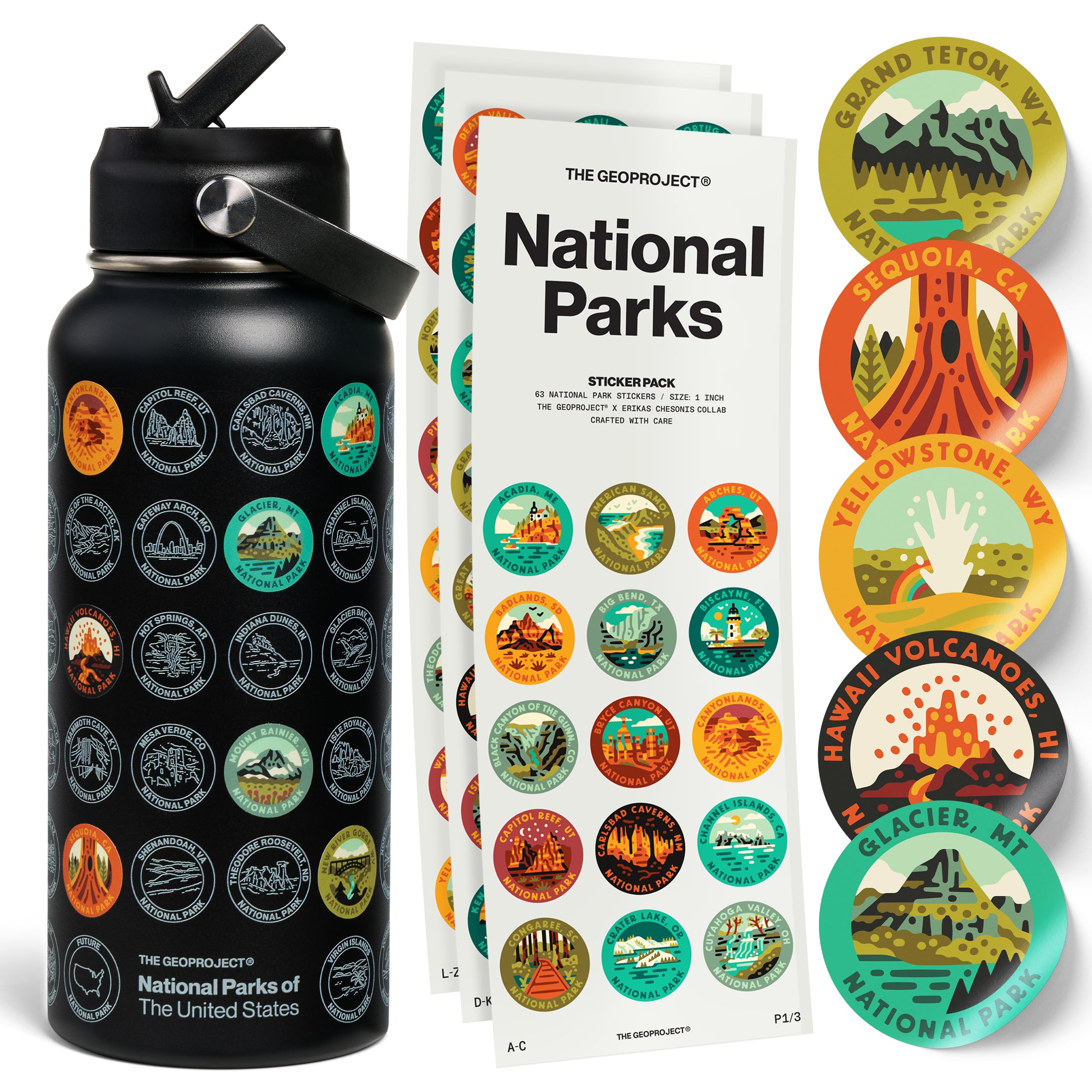 THE GEOPROJECT bouteille noire avant packaging montrant design et robustesse