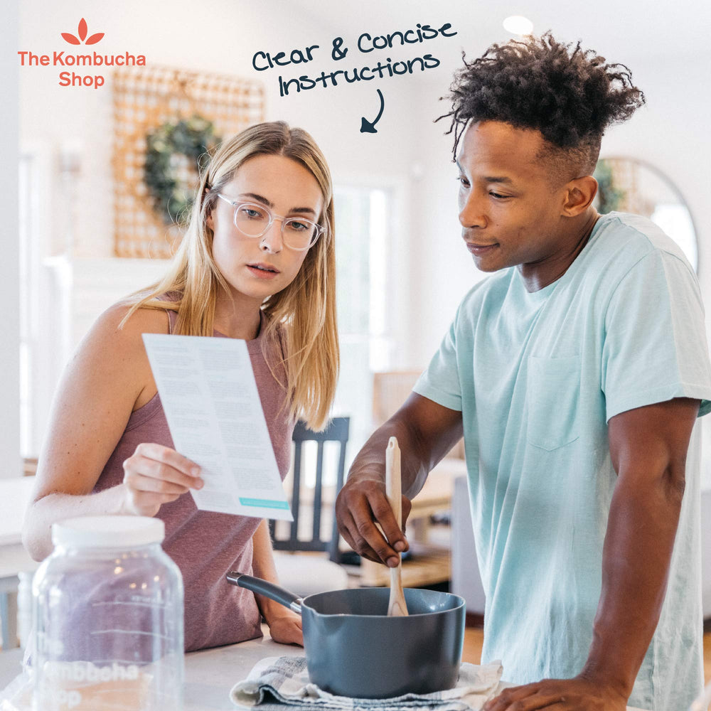 The Kombucha Shop kit de brassage d'un gallon avec culture SCOBY et ingrédients prêts à l'emploi