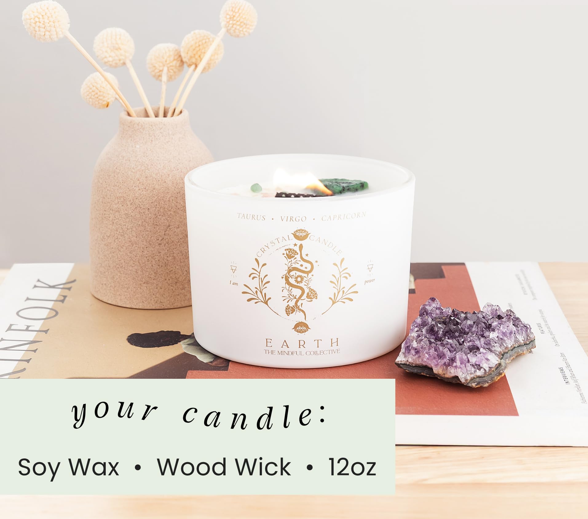THE MINDFUL COLLECTIVE texture cire de soja lisse pour combustion propre