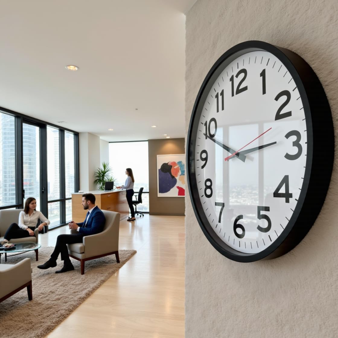 The Ultimate Wall Clock emballage ouvert avec pile AA, prêt à l'emploi