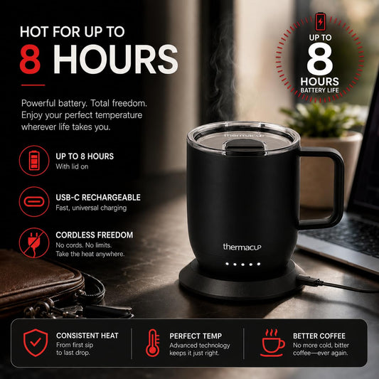 THERMACUP gros plan inox montrant la finition durable et facile à nettoyer