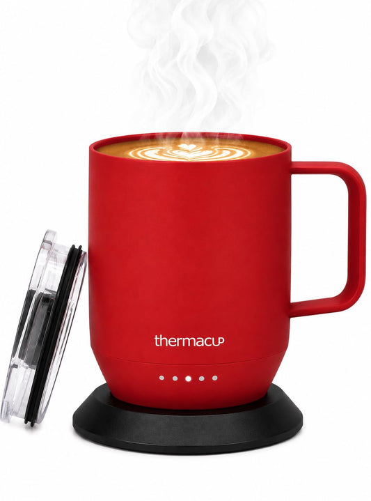 THERMACUP tasse cerise vue frontale élégante et chaude