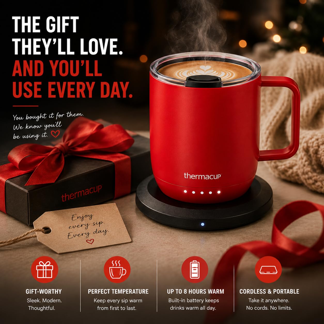 THERMACUP dans un décor petit déjeuner montrant valeur cadeau et style