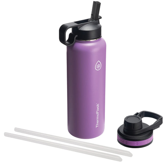 ThermoFlask face plum montrant design solide et contenance pratique