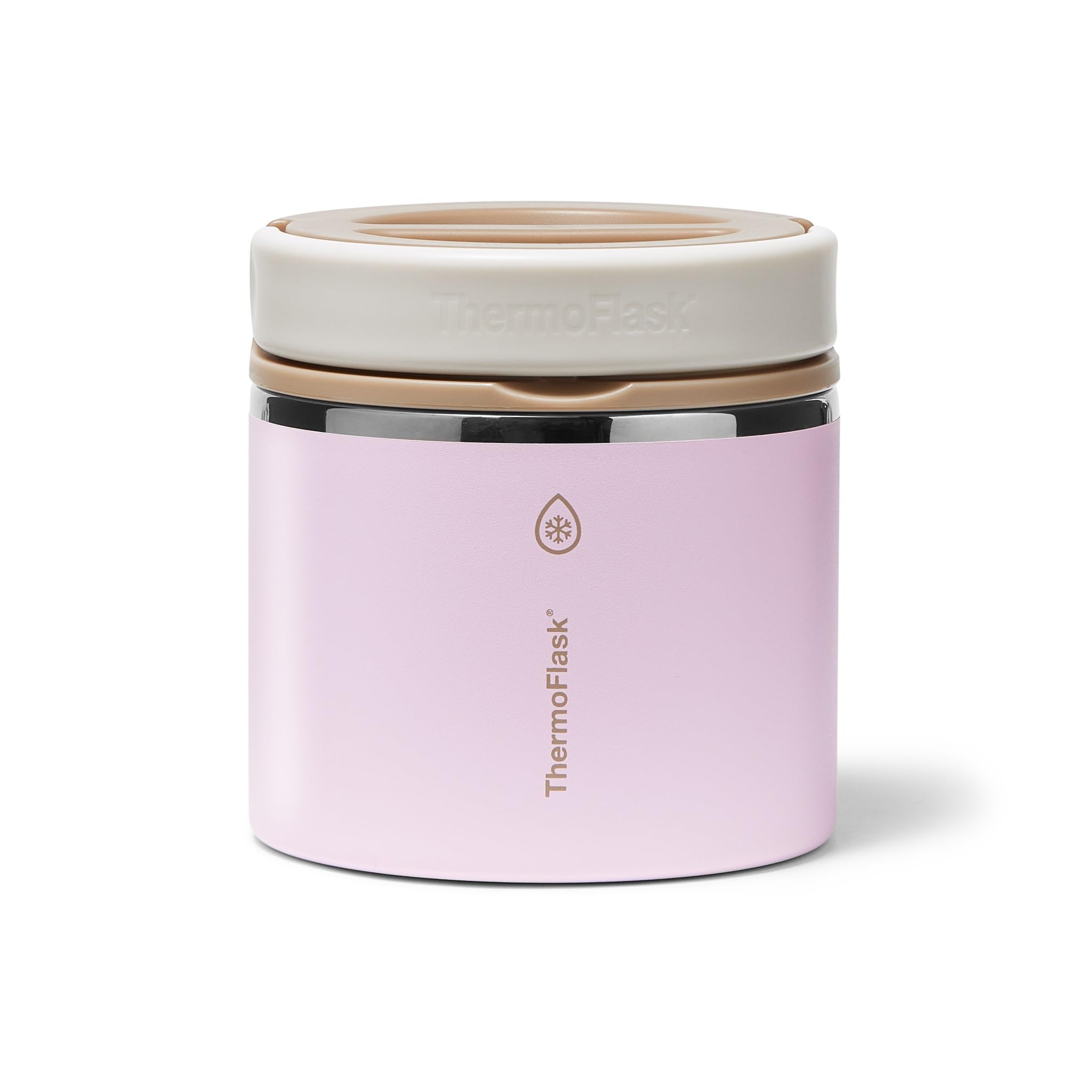 ThermoFlask vue frontale en Blush Sandstone montrant design durable et transport facile