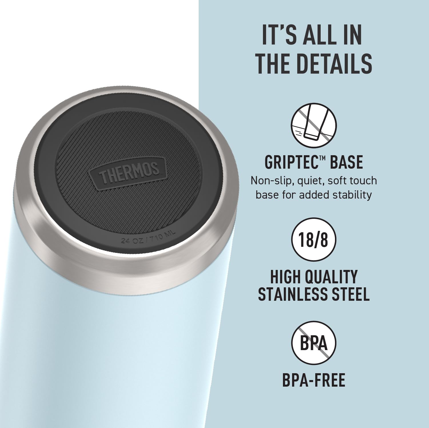 THERMOS base GRIPTEC antidérapante pour stabilité et sécurité